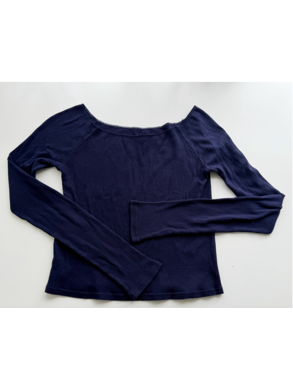 Women's John Galt Long Sleeve Ribbed Tee Navy Size S